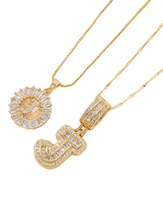 Initial Letter Pendant Necklaces -2 Pack