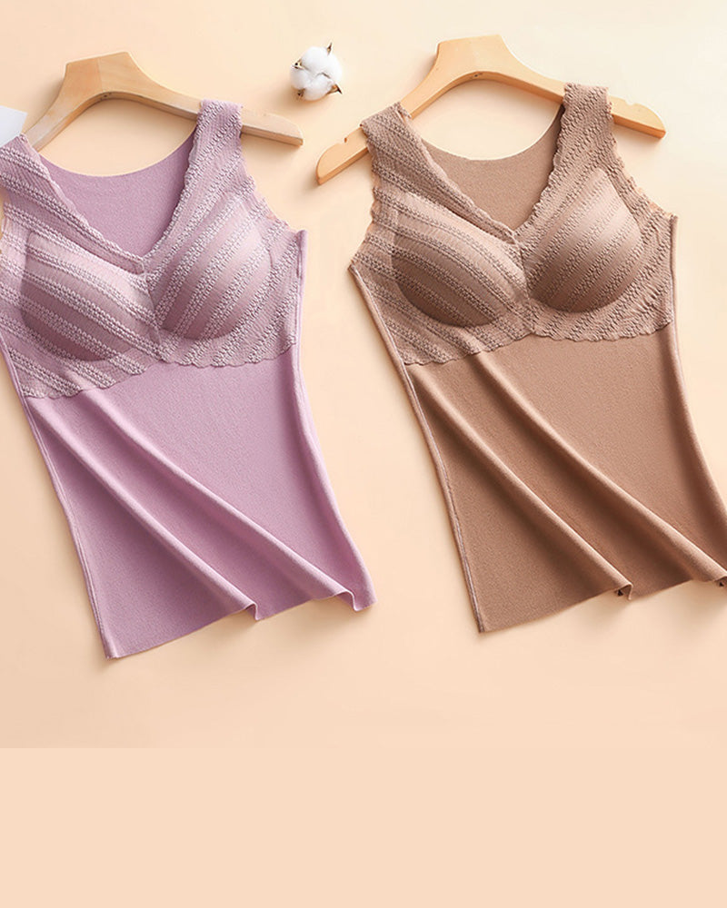 Double-Sided Brushed Velvet Thermal Vest with Chest Pad