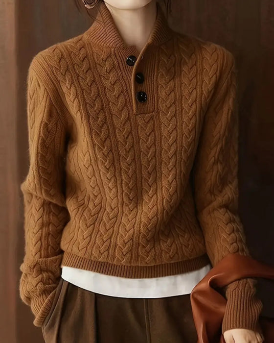 High-Neck Loose Leopard Jumper