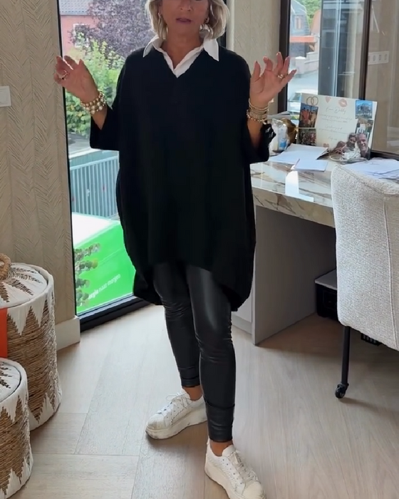 V-Neck Buttoned Asymmetrical Jumper