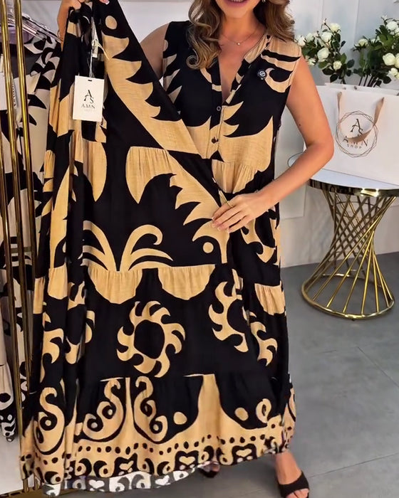 Casual V-Neck Printed Dress