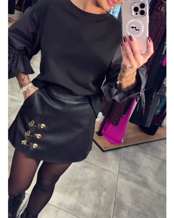 Solid color elegant pullover sweatshirt