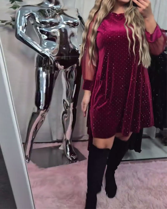 Patchwork Long-Sleeved Elegant Dress