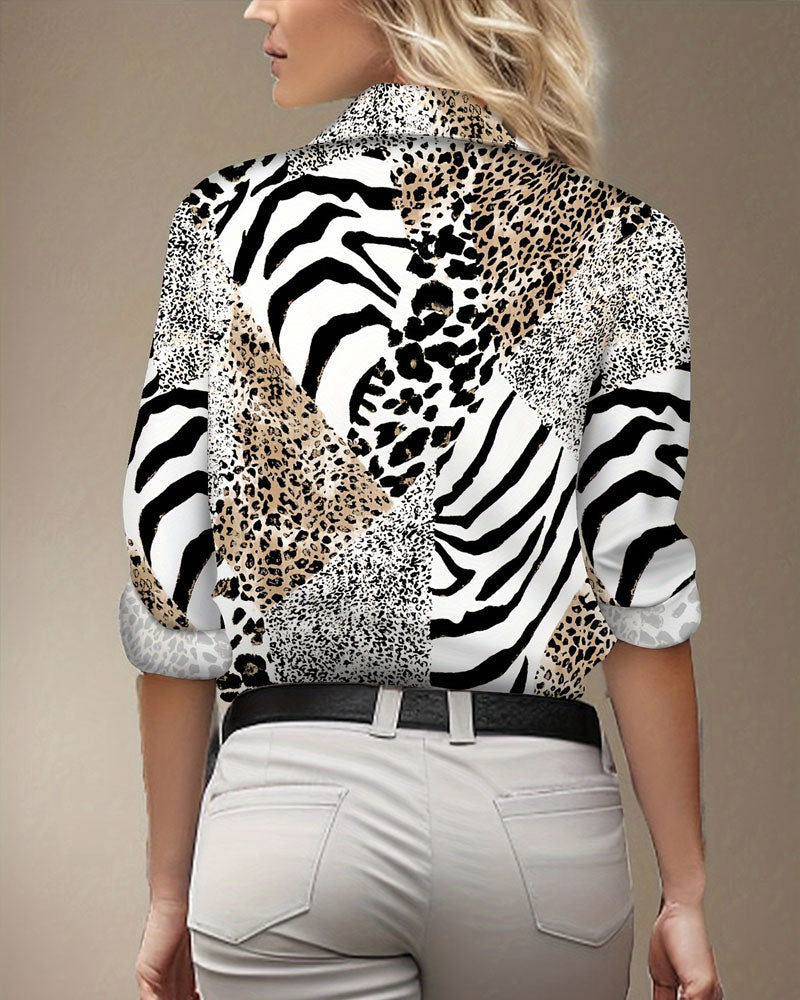 Fashion Leopard Print Patchwork Shirt
