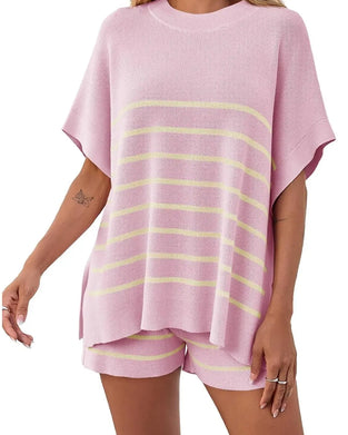 Stripe Loose Casual Shorts Set