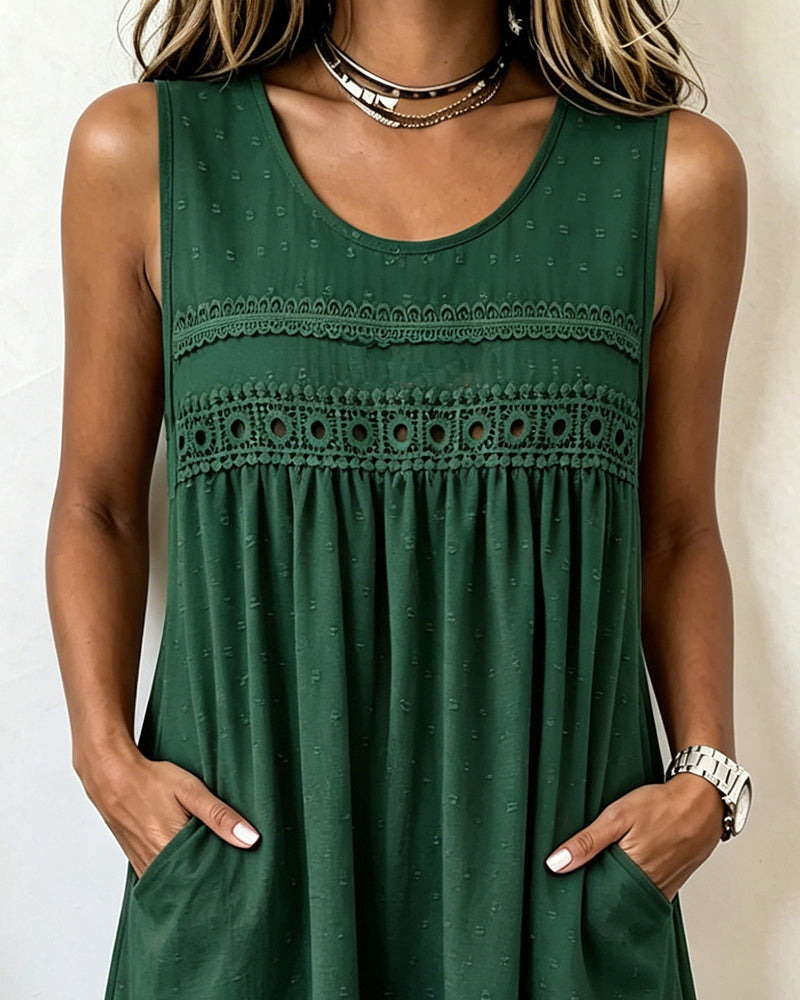 Cutout Lace Sleeveless Dress