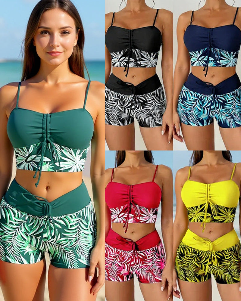 High-Waisted Boyleg Printed Bikini