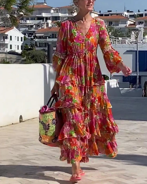 Ruffled V-Neck Dress