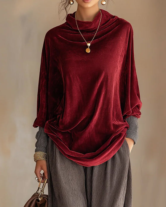 Draped Neck Casual Blouse