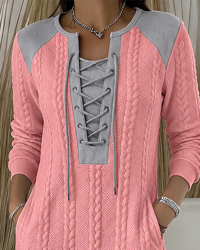 Tie Fashion Color Block Dress