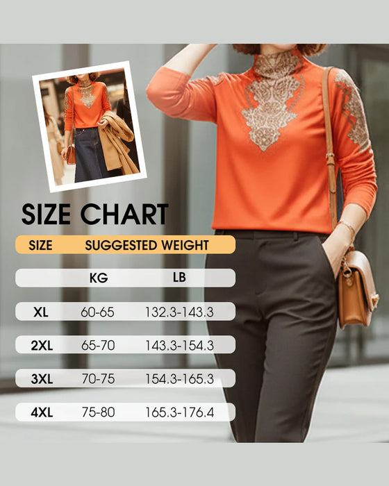 Elegant Printed Fitted Women's Stand Collar Top