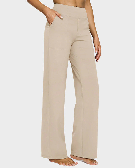 Women's High Waist Stretch Casual Yoga Wide Leg Pants