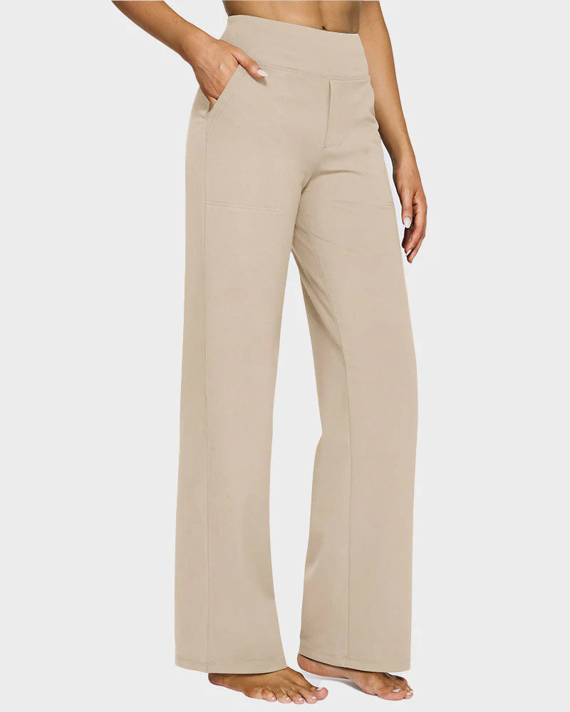 Women's High Waist Stretch Casual Yoga Wide Leg Pants