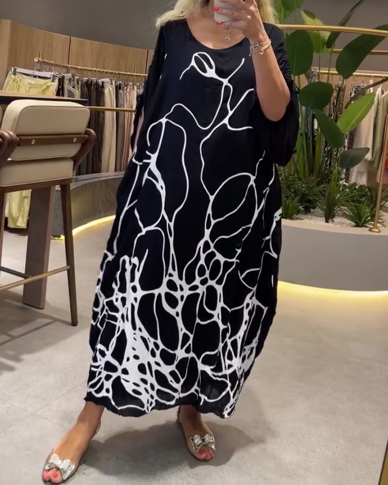 Crew Neck Line Loose Dress