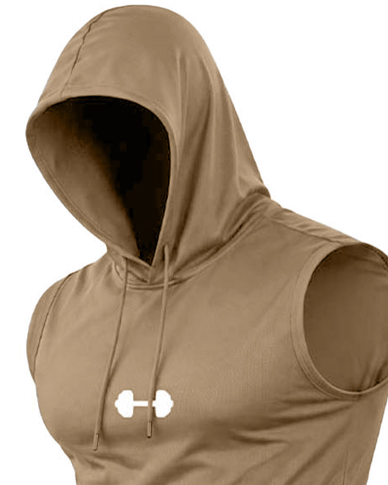 Hooded Sweatshirt Sleeveless Drawstring Tank Top
