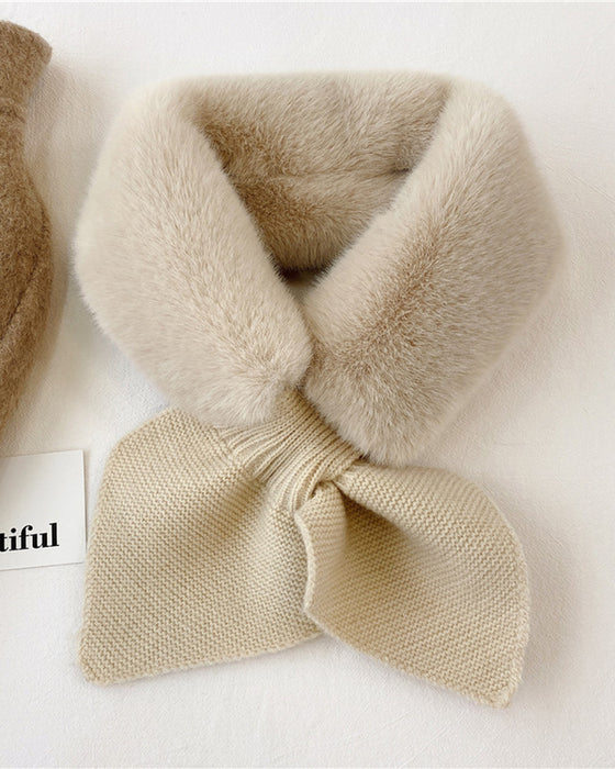 Fashionable Knitted Patchwork Fur Scarf