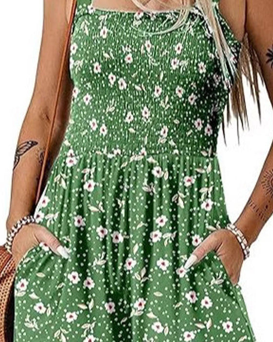 Floral Casual Strappy Shorts Jumpsuit