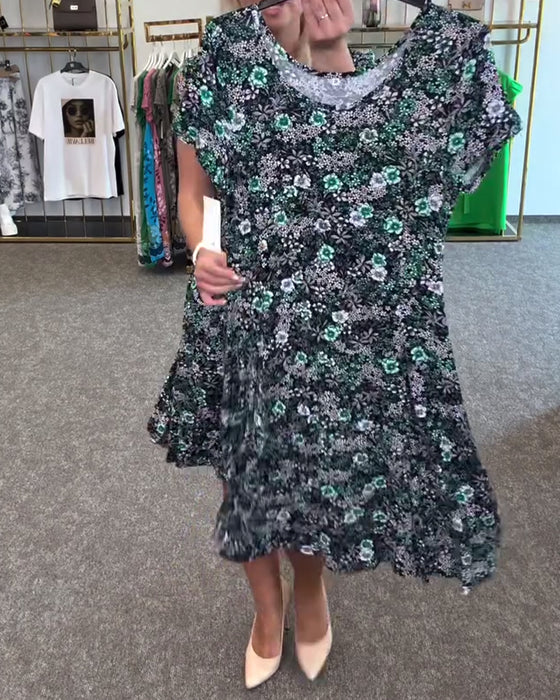 Temperament Slim Waist Printed Dress