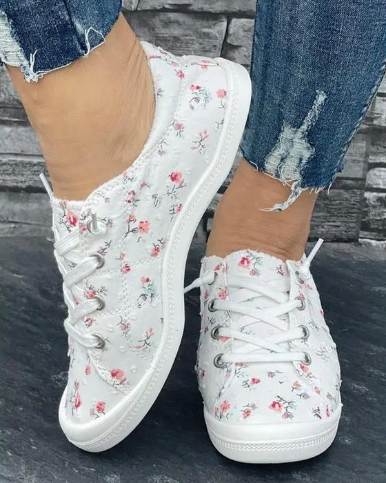 Floral Print Fashion Casual Cloth Shoes