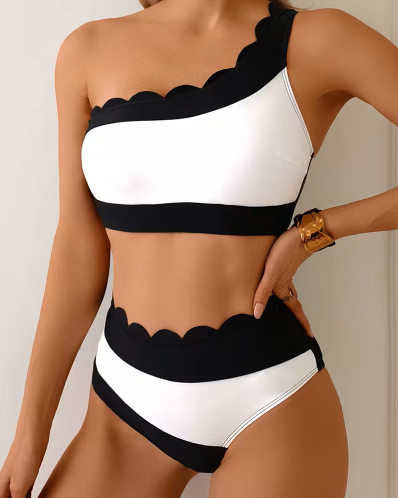 Color-Block Bikini-Style Two-Piece Swimsuit