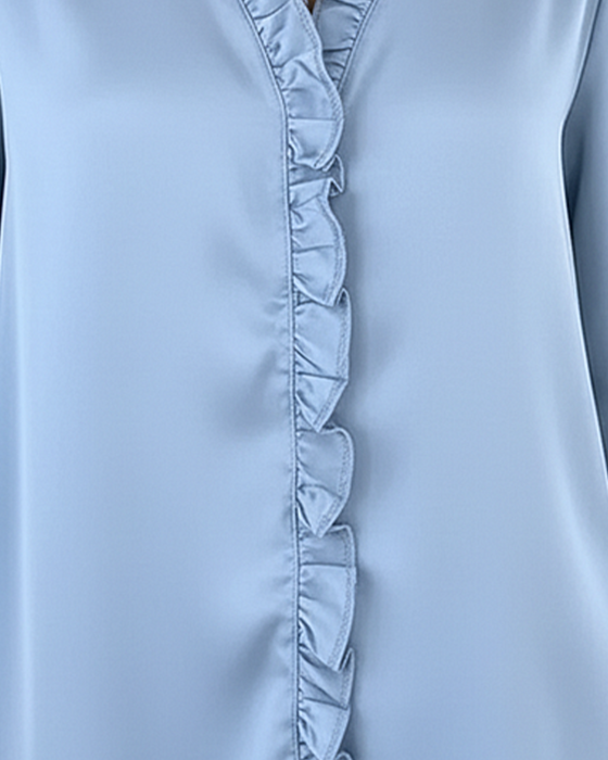 V-Neck Fashion Design Ruffle Blouse