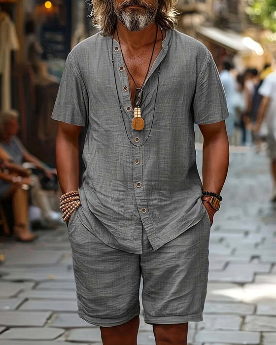 Men's Short Sleeve Shirt And Short Set