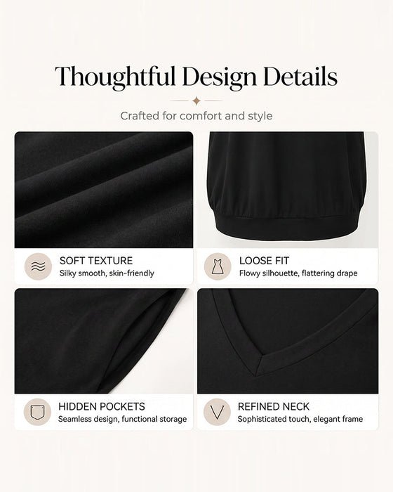 Relaxed Comfort V-Neck Solid Dress