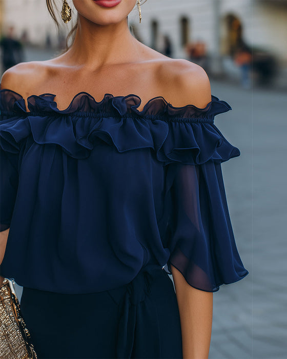 Elegant Off-Shoulder Ruffle Blouse