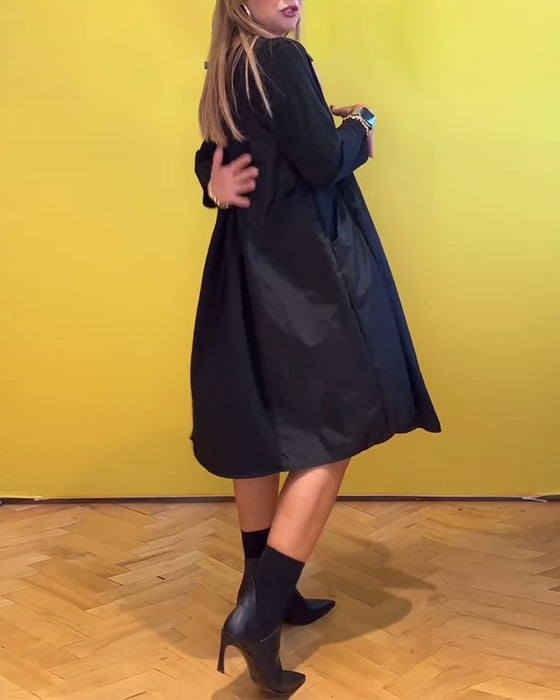 Round neck solid color casual dress