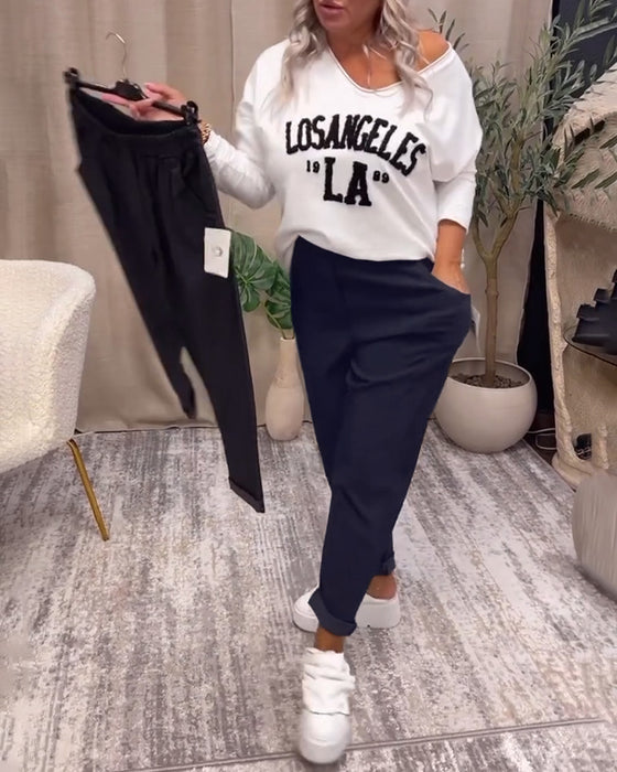 Casual solid color pocket pants