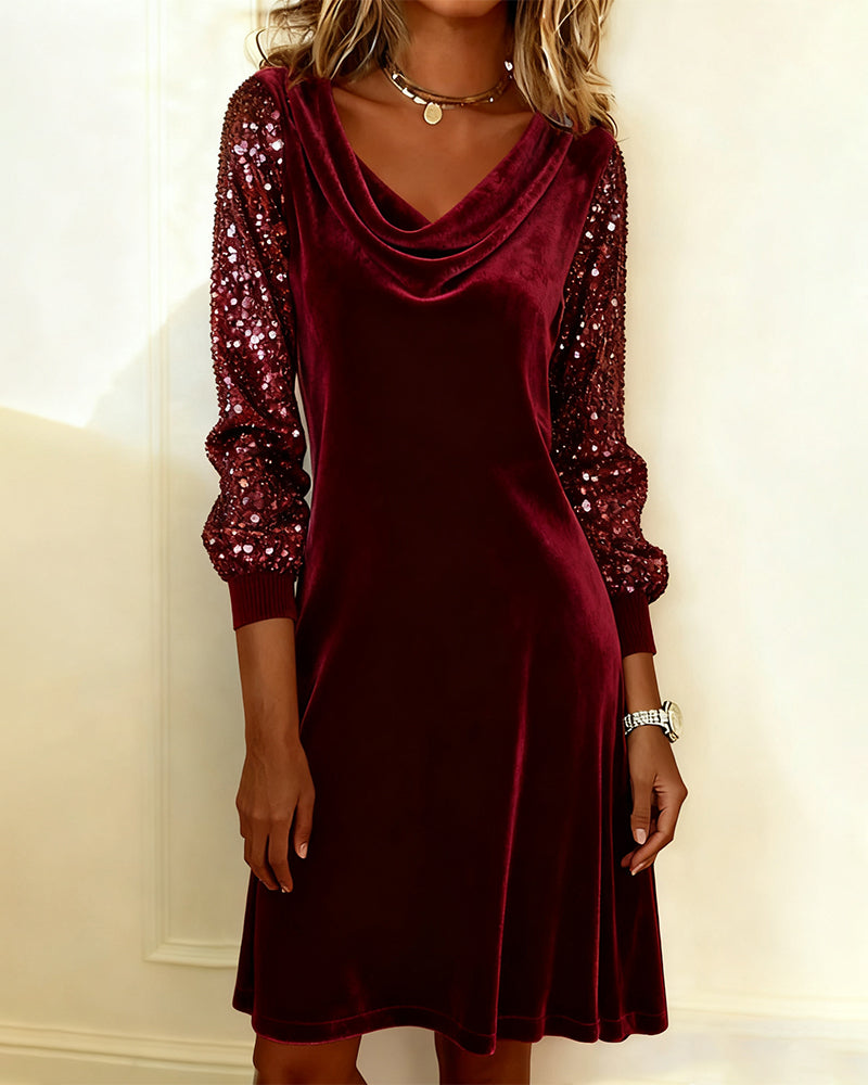 Elegant Velvet And Sequined Dress