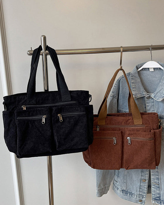 Solid color corduroy bag