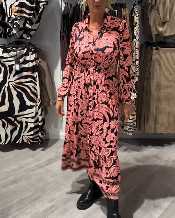 Lapel Print Fashion Dress