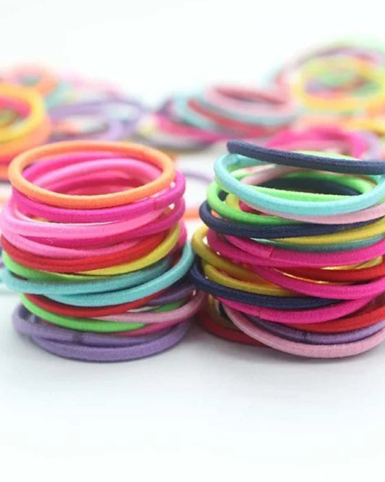 100pcs Set Colorful Girls Elastic Hair Ties