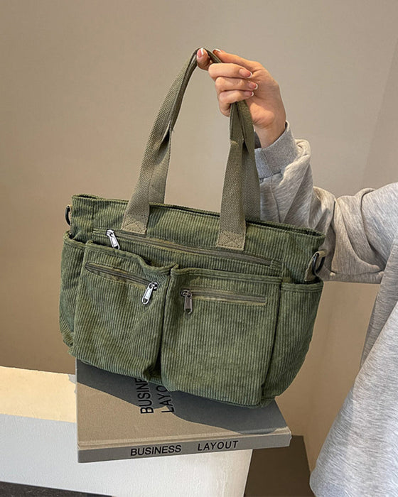 Solid color corduroy bag