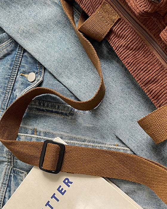 Solid color corduroy bag