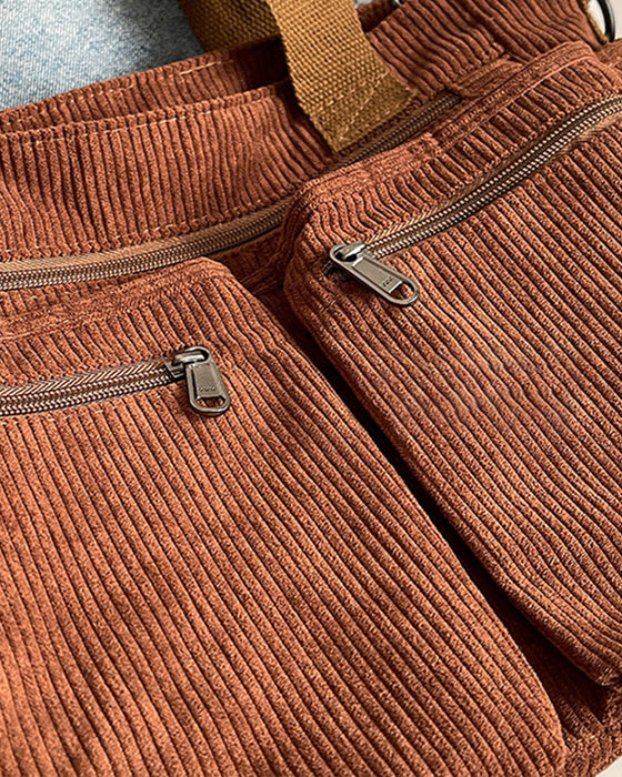 Solid color corduroy bag