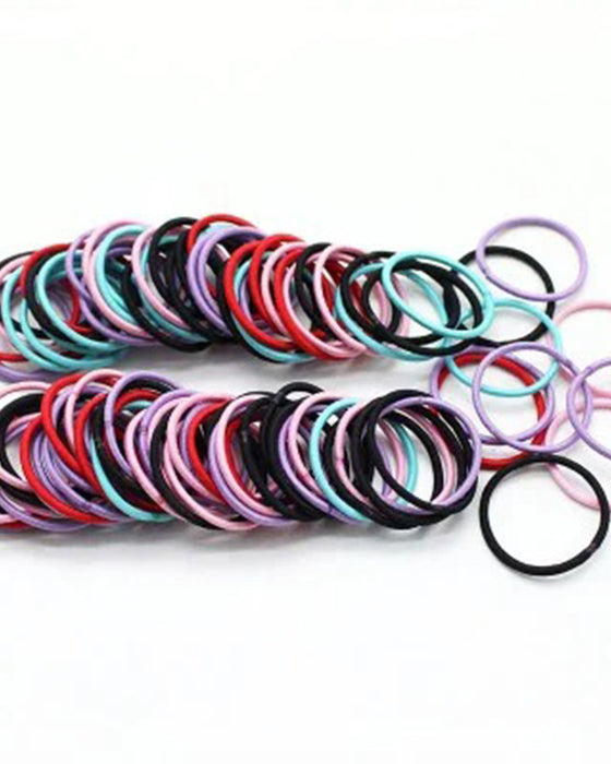 100pcs Set Colorful Girls Elastic Hair Ties