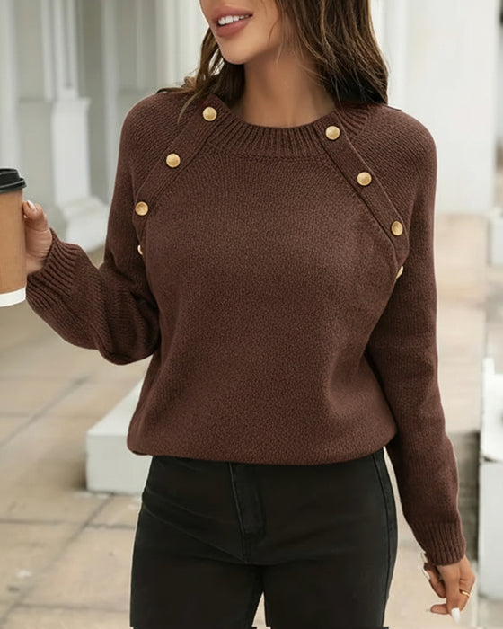 Button-Down Crew Neck Jumper