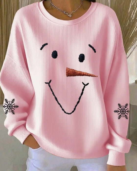 Snowman Printed Round-Neck Sweatshirt