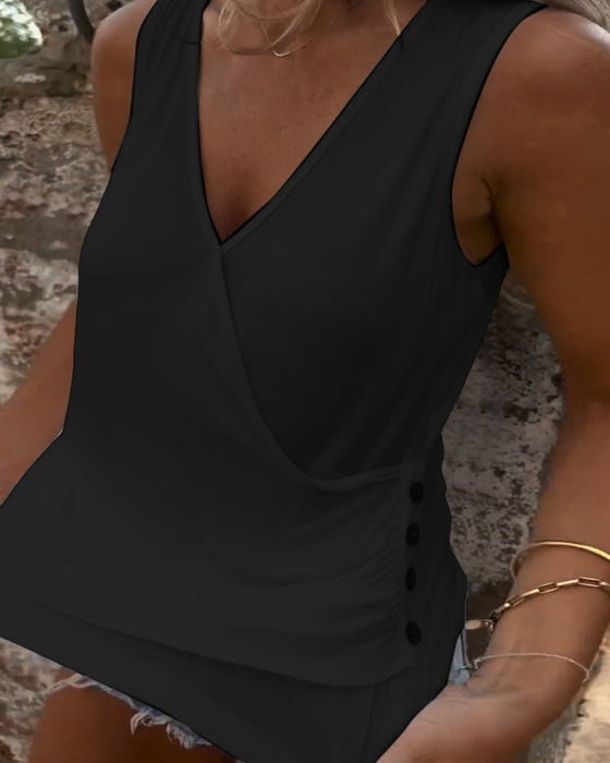 Buttoned and Sleeveless Versatile Vest