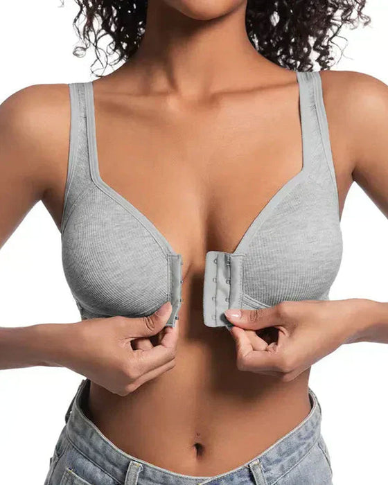Adjustable Front Closure Push-Up Bra Wire-Free, Seamless & Side Support for Daily Wear, Spring-Summer Comfort