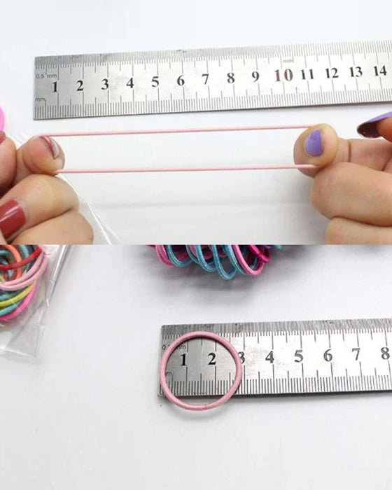 100pcs Set Colorful Girls Elastic Hair Ties