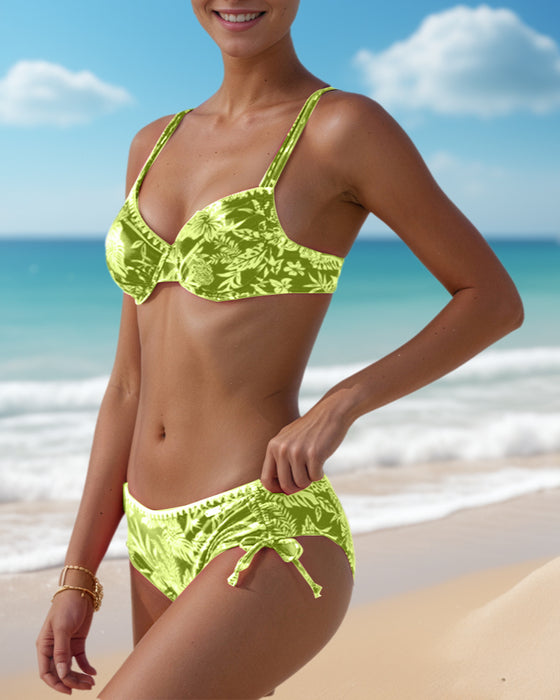 Lace-Up Printed Two-Piece Triangle Swimsuit