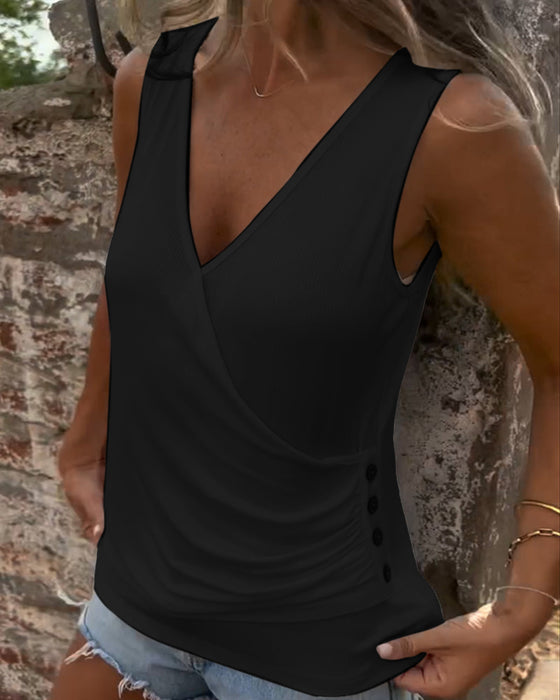 Buttoned and Sleeveless Versatile Vest