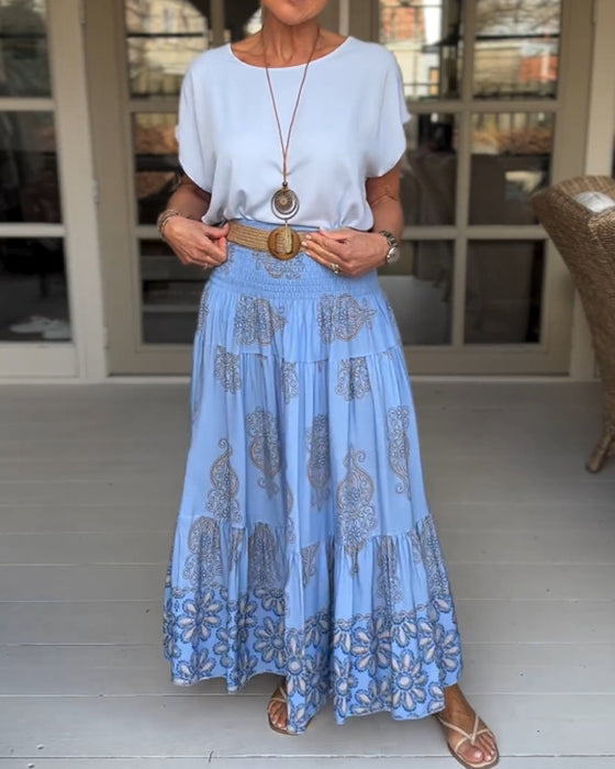 Round neck solid color loose T-shirt