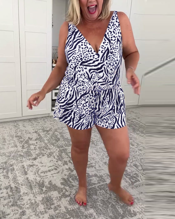 Zebra Print Slim Fit Swimsuit