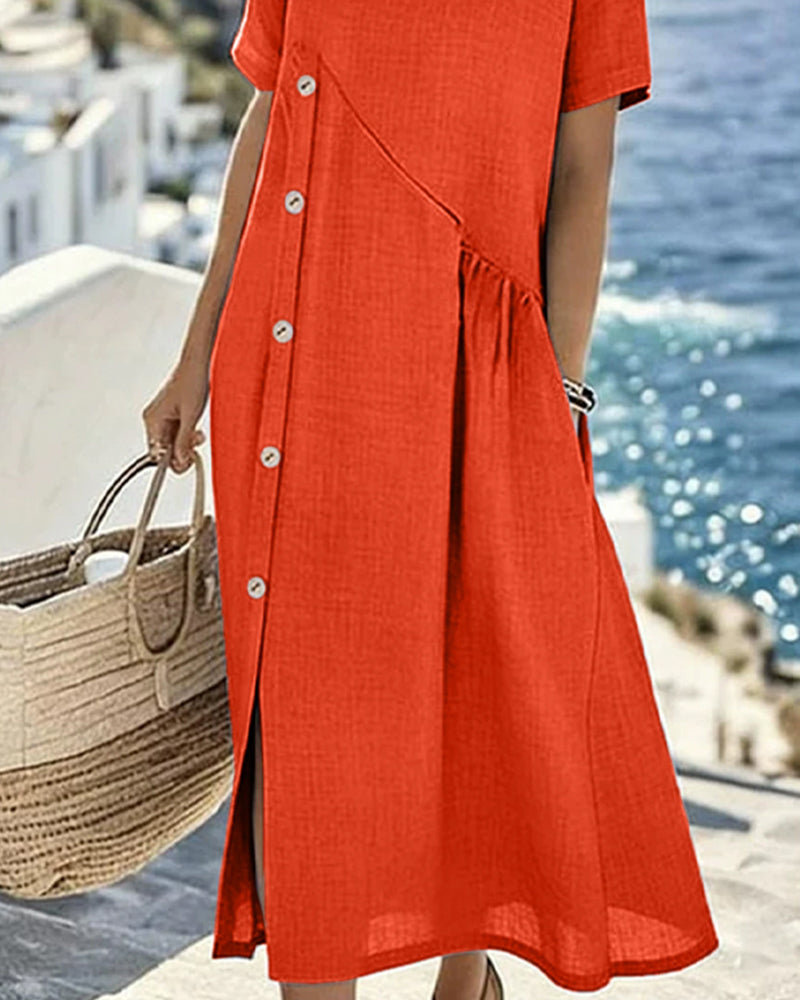 Button Decor Casual Dress