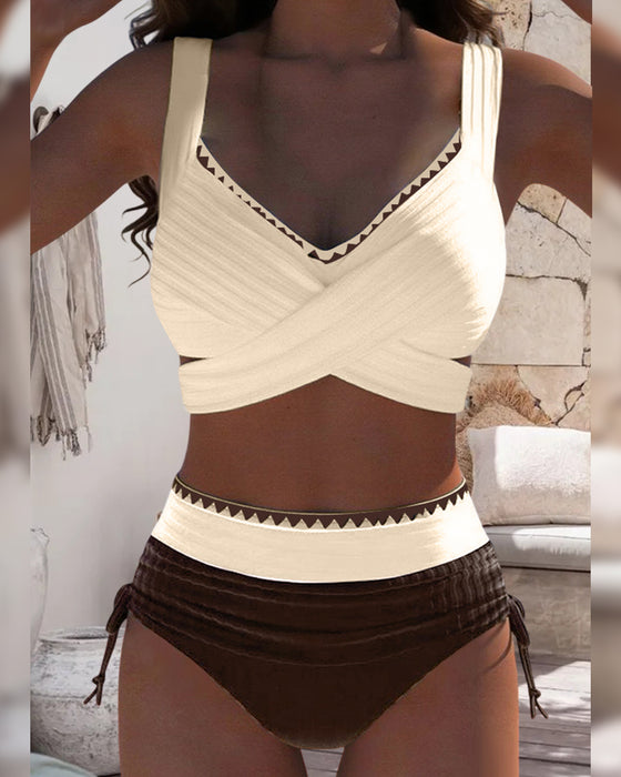 Casual Contrast Color Stitching Two-Piece Bikini