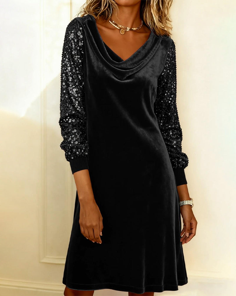 Elegant Velvet And Sequined Dress